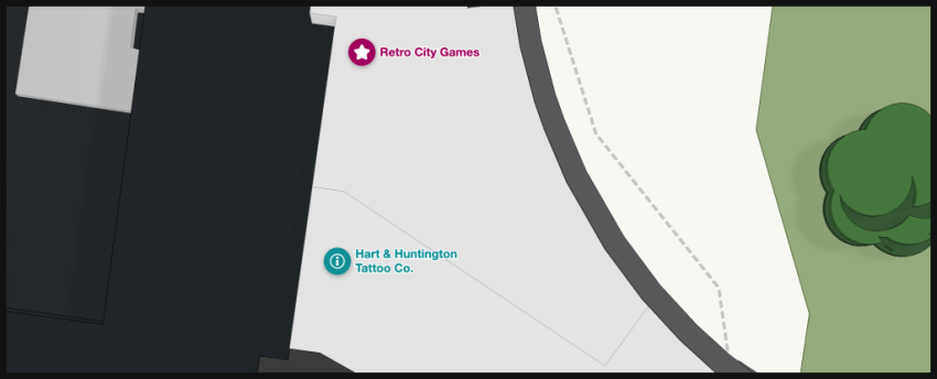 Hart & Huntington Tattoo Co. map at The Forum Shops at Caesars Palace