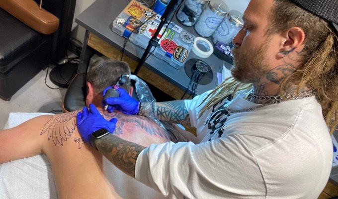 TJ Denton at Hart & Huntington Tattoo Co. Las Vegas